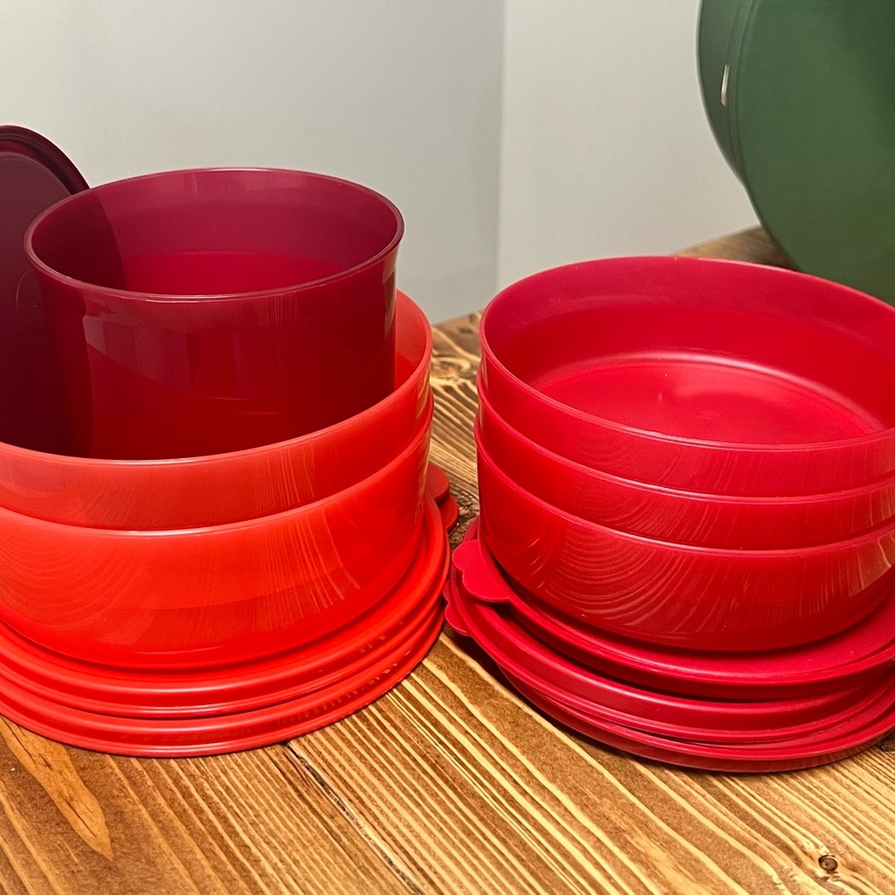 Tupperware Red Bowl Collection